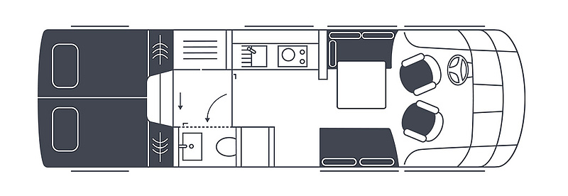 Aufteilung Wohnmobil Schema