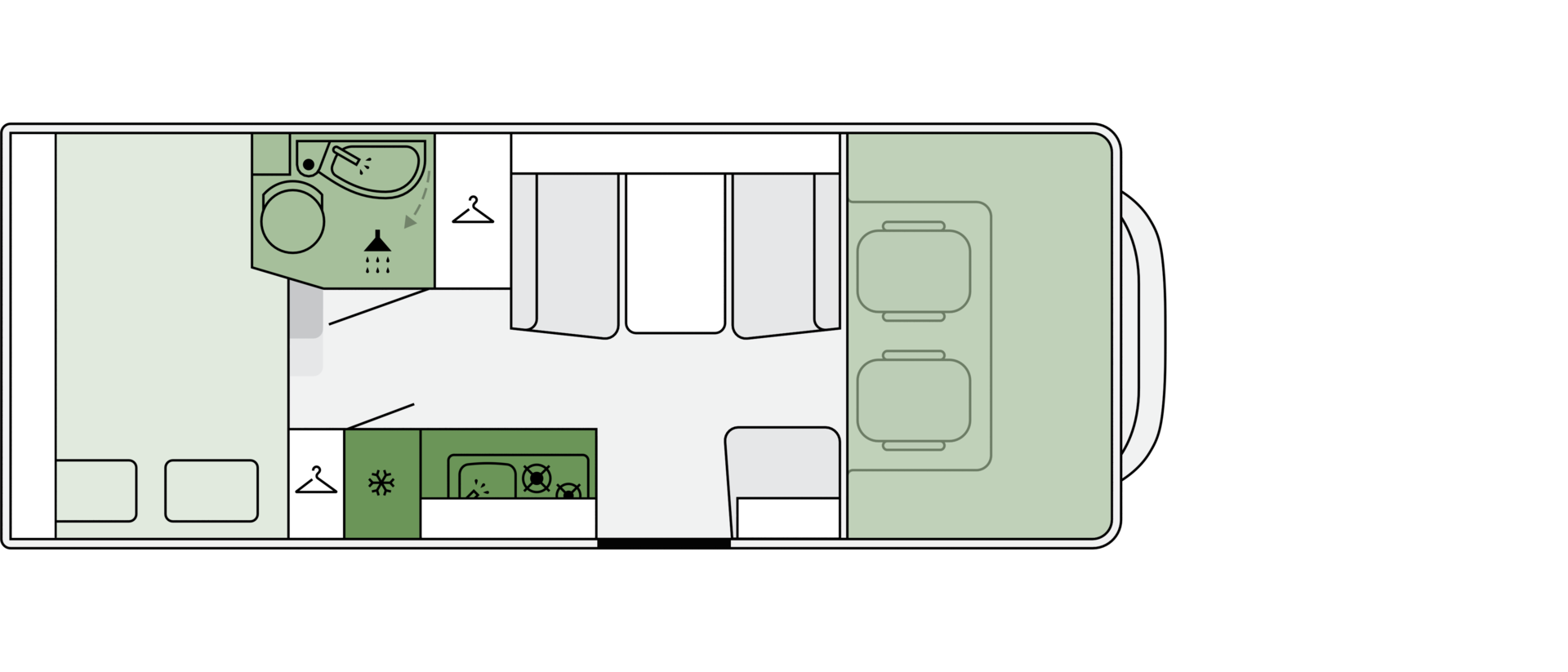 Aufteilung Wohnmobil Schema