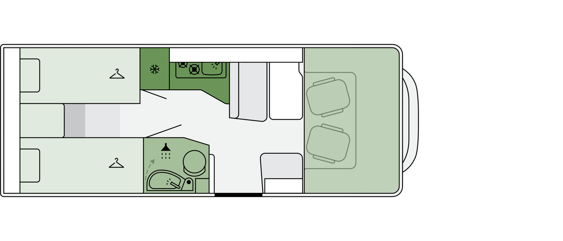 Aufteilung Wohnmobil Schema