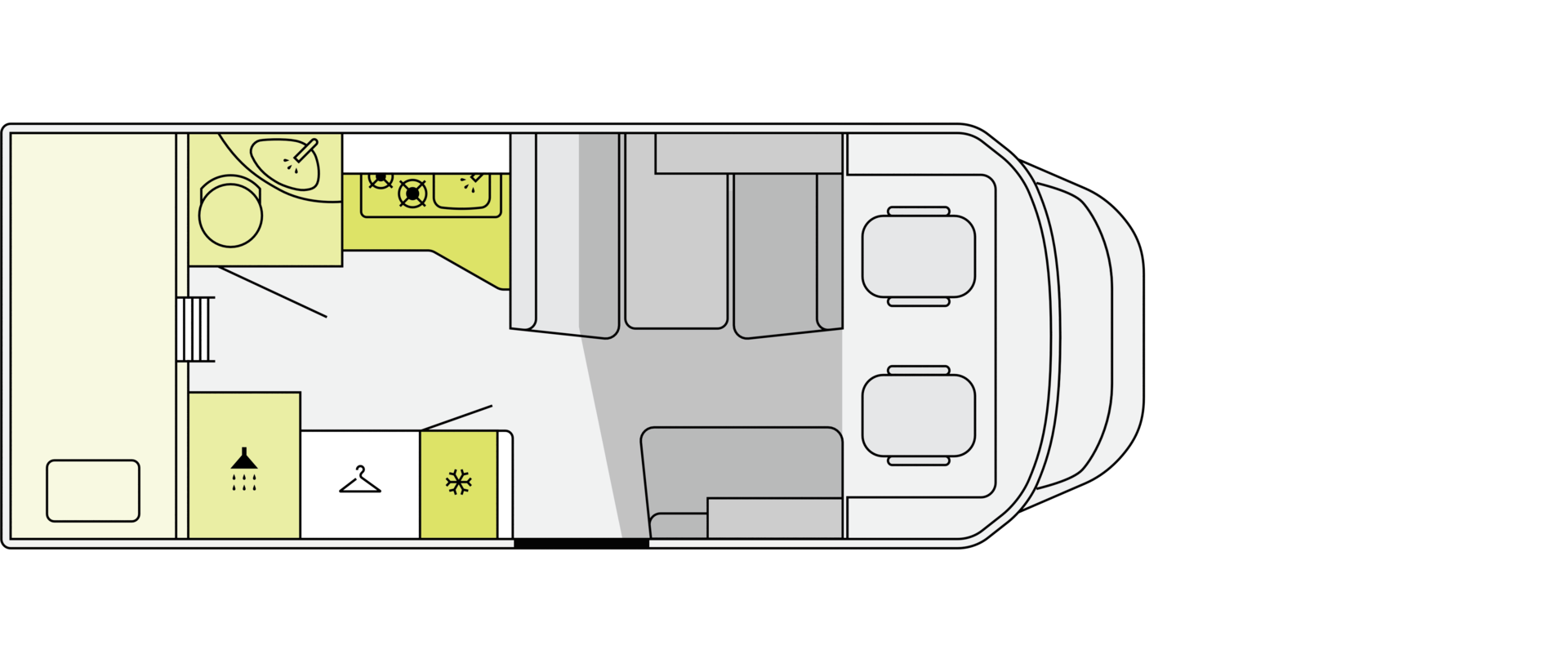 Aufteilung Wohnmobil Schema