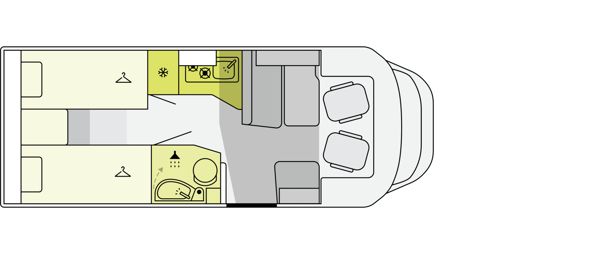 Aufteilung Wohnmobil Schema