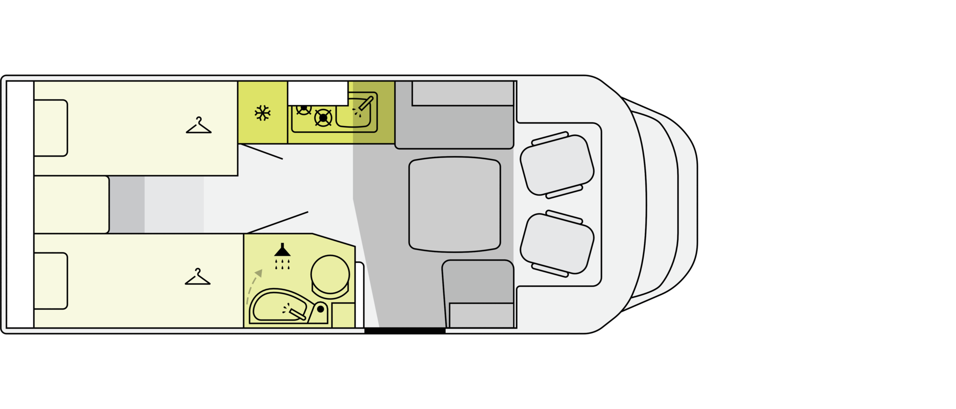 Aufteilung Wohnmobil Schema