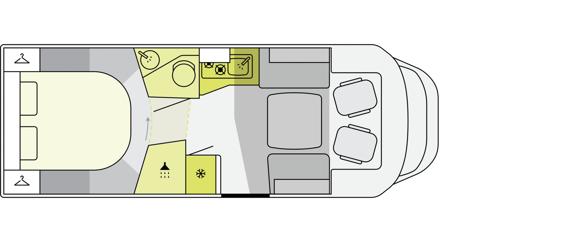 Aufteilung Wohnmobil Schema