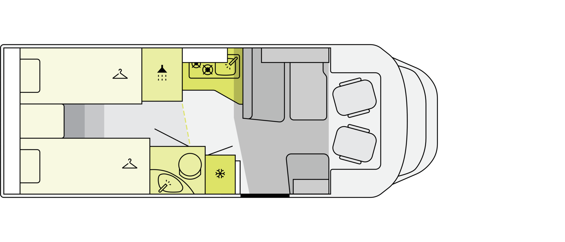 Aufteilung Wohnmobil Schema