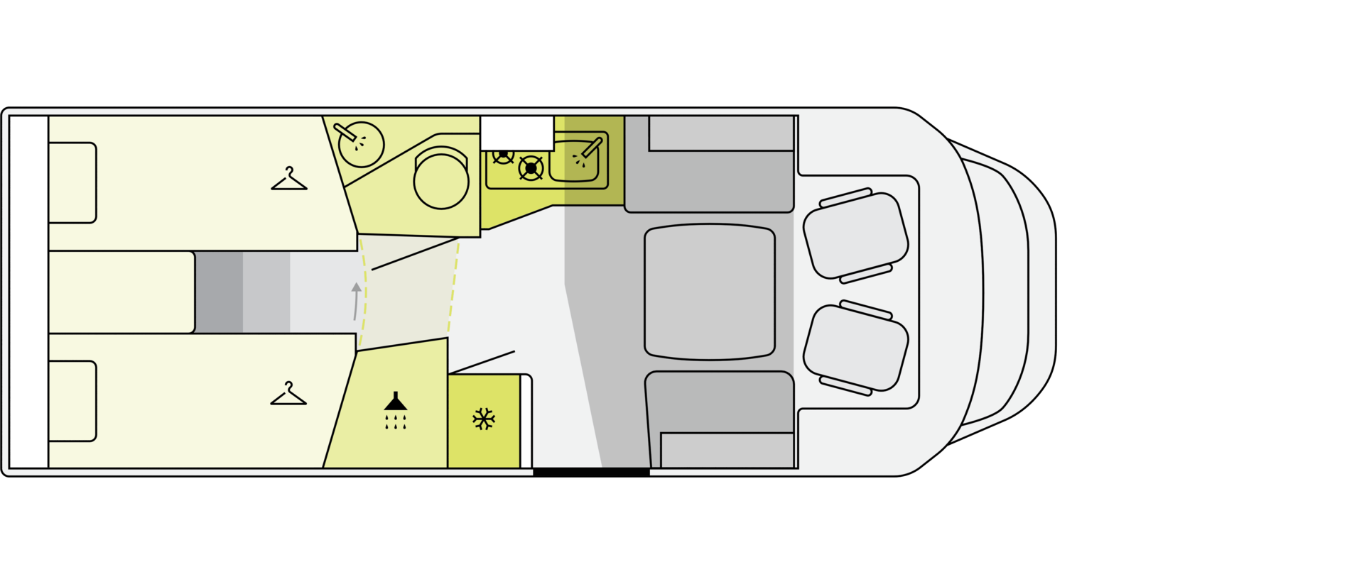 Aufteilung Wohnmobil Schema