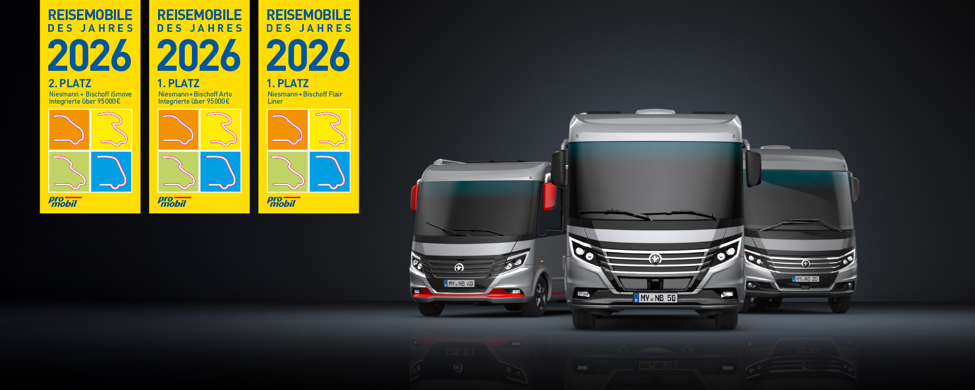 Niesmann+Bischoff Range mit Auszeichnungssiegeln