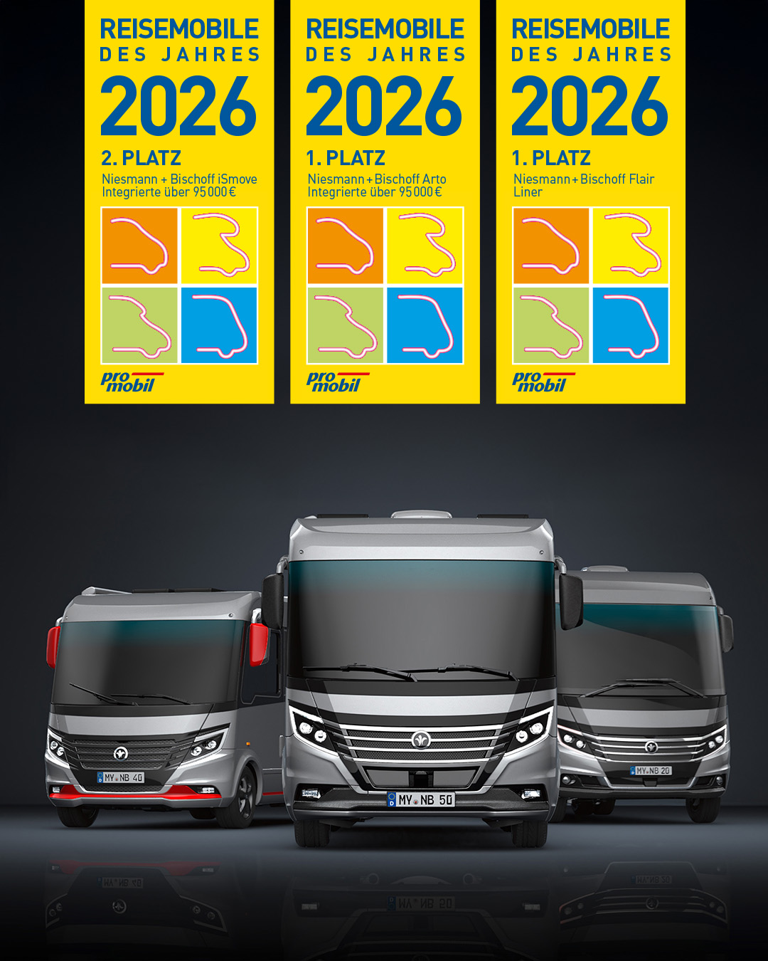 Niesmann+Bischoff Range mit Auszeichnungssiegeln