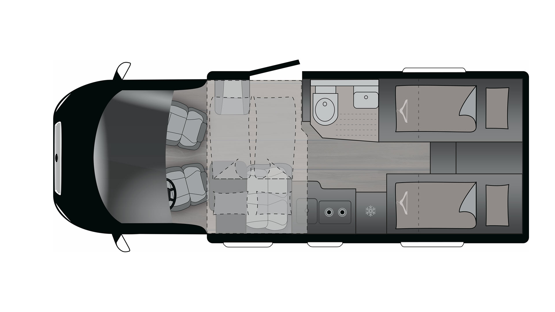 Aufteilung Wohnmobil Schema
